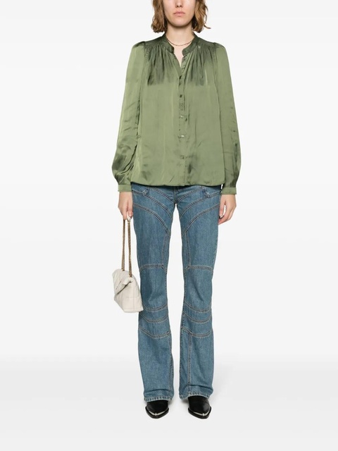 Zadig&Voltaire Tchin satin-finish ruched-detailed shirt - Green - zdjęcie produktu nr 2