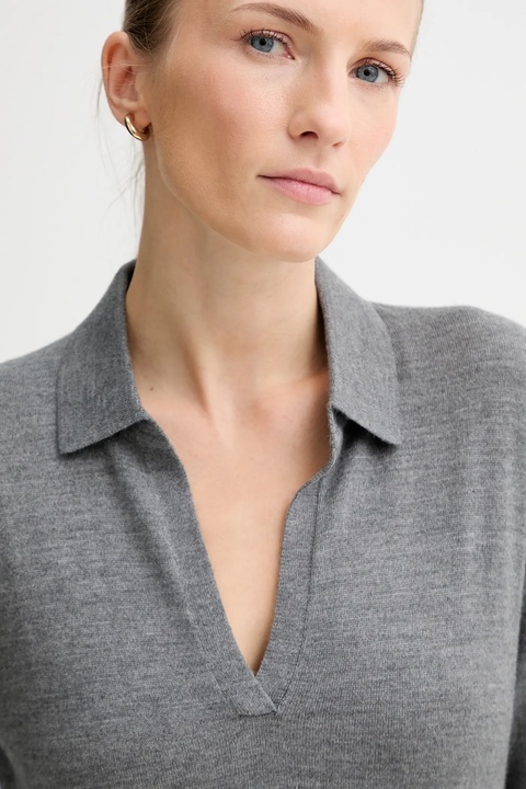 Calvin Klein sweter z dodatkiem wełny damski kolor szary lekki LV044A305G - zdjęcie produktu nr 2