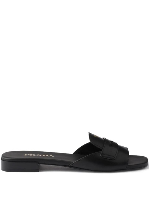 Prada logo-stamp leather sandals - Black - zdjęcie produktu nr 1