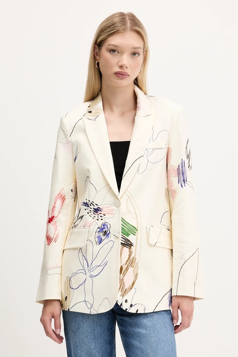 Desigual marynarka ARTY kolor beżowy jednorzędowa wzorzysta 25WWEW21 - zdjęcie produktu nr 1