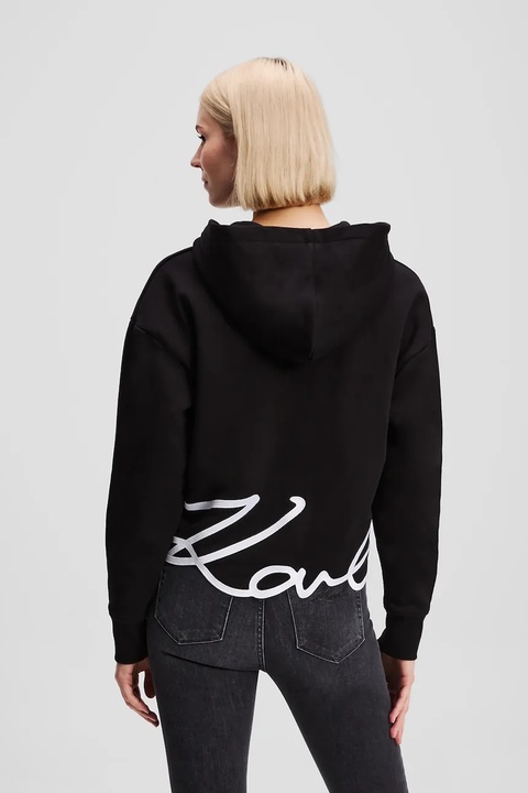 Karl Lagerfeld bluza HEM SIGNATURE damska kolor czarny z kapturem z aplikacją A3W20067 - zdjęcie produktu nr 1