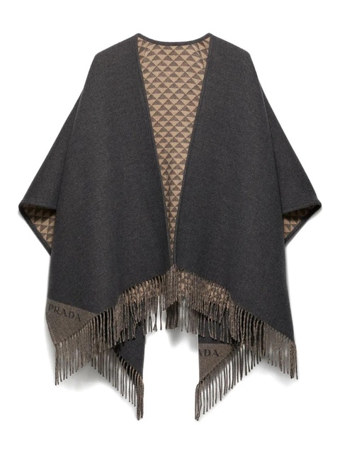 Prada reversible fringed poncho - Grey - zdjęcie produktu nr 1