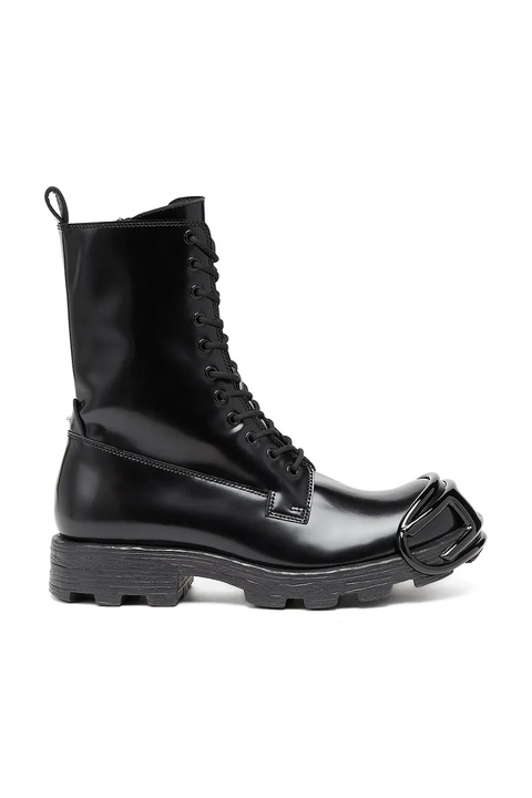 Diesel botki skórzane D-Hammer Bt D kolor czarny na płaskim obcasie Y03228-P4471-T8013 - zdjęcie produktu nr 1