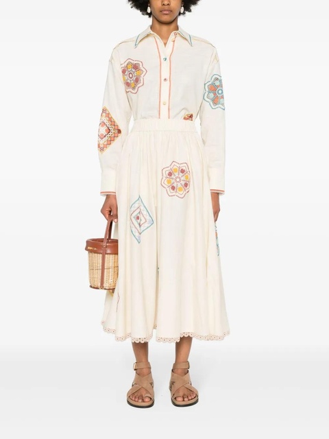 ZIMMERMANN Ottie crochet-trim shirt - Neutrals - zdjęcie produktu nr 2