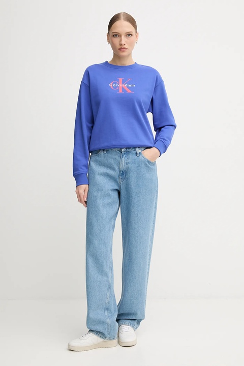 Calvin Klein Jeans bluza damska kolor niebieski z nadrukiem LV047B234G - zdjęcie produktu nr 1