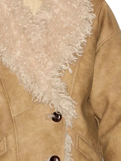 ISABEL MARANT Clea faux-shearling collar coat - Brown - zdjęcie produktu nr 2