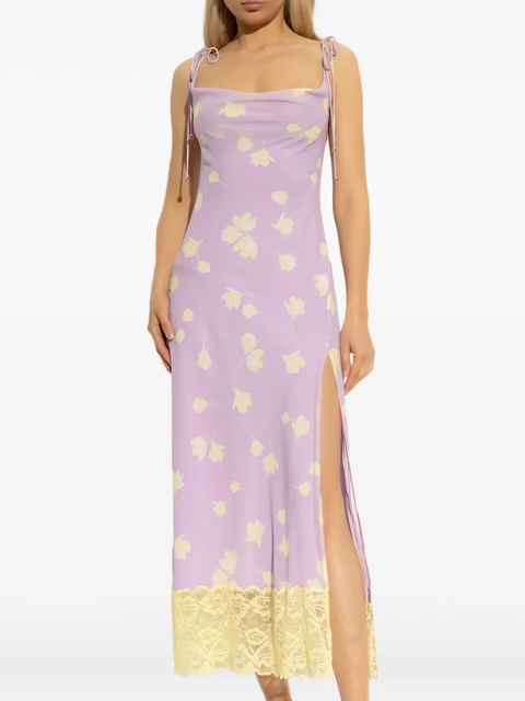Self-Portrait cowl-neck lace-trimmed midi dress - Purple - zdjęcie produktu nr 2