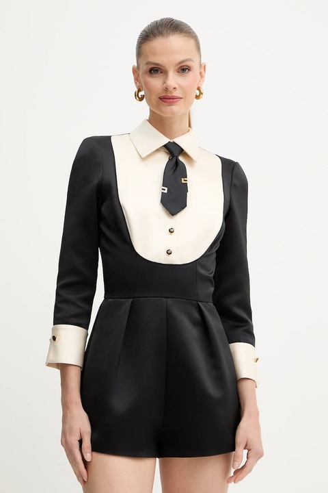 Elisabetta Franchi kombinezon kolor czarny z kołnierzykiemm TU06657E2 - zdjęcie produktu nr 1