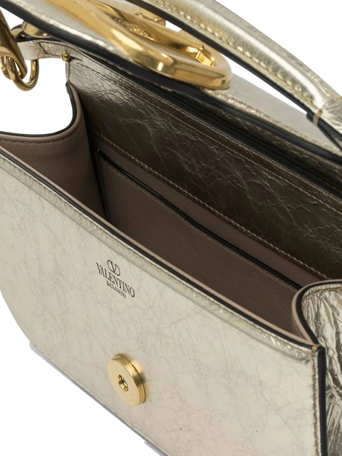 Valentino Garavani small Locò V-logo signature metallic leather shoulder bag - Yellow - zdjęcie produktu nr 2