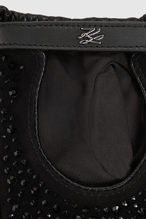 Karl Lagerfeld mitenki skórzane K/AUTOGRAPH damskie kolor czarny A4W33018 - zdjęcie produktu nr 2