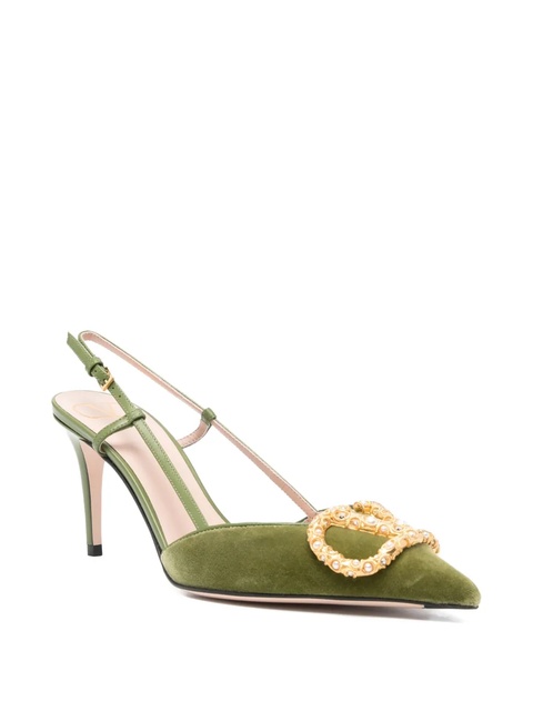 Valentino Garavani 80mm V-logo embellishment pumps - Green - zdjęcie produktu nr 1