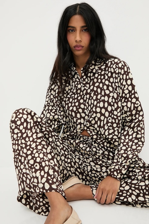 Answear.LAB spodnie damskie kolor brązowy szerokie high waist - zdjęcie produktu nr 2