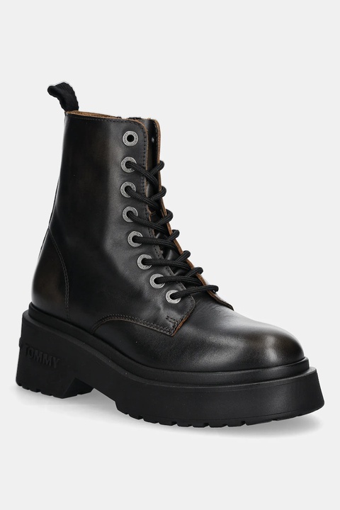 Tommy Jeans workery skórzane TJW CHUNKY RUGGED BOOT damskie kolor brązowy na platformie EN0EN02847 - zdjęcie produktu nr 1
