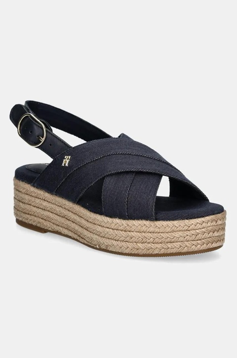 Tommy Hilfiger sandały DENIM ESPADRILLE PLATFORM SANDAL damskie kolor granatowy na platformie FW0FW08669 - zdjęcie produktu nr 1