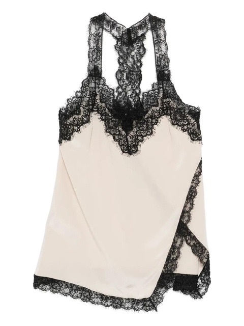 PINKO lace-trim silk top - Neutrals - zdjęcie produktu nr 1