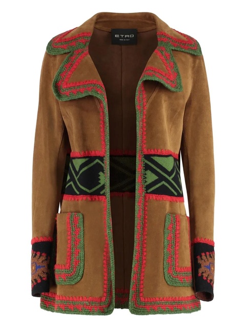 ETRO embroidered leather jacket - Brown - zdjęcie produktu nr 1