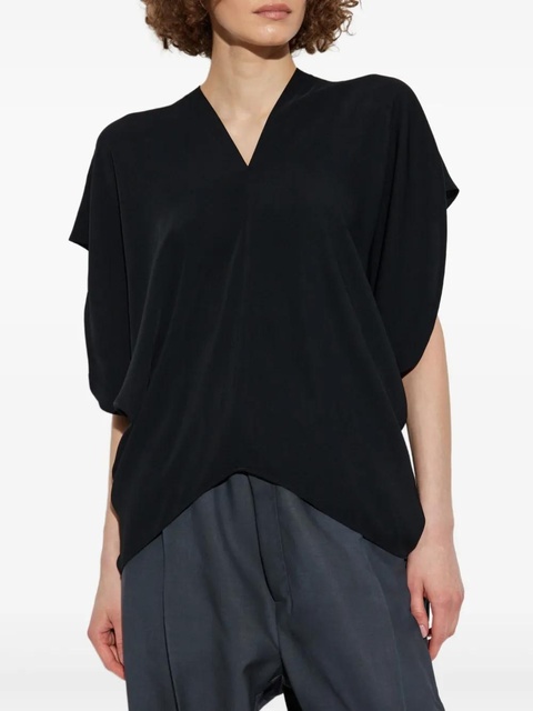 MM6 Maison Margiela draped V-neck blouse - Black - zdjęcie produktu nr 1