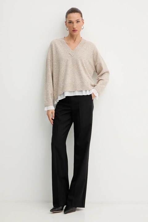 Liu Jo sweter z dodatkiem wełny damski kolor beżowy MF5123 MA90Q - zdjęcie produktu nr 2