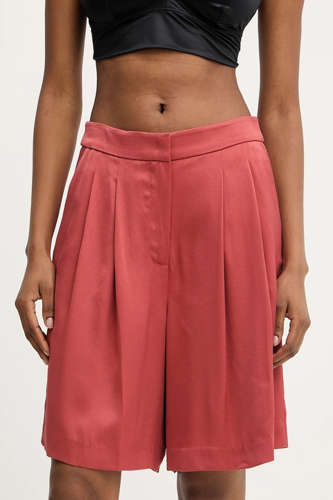 Karl Lagerfeld szorty damskie kolor czerwony gładkie high waist A3W10097 - zdjęcie produktu nr 1