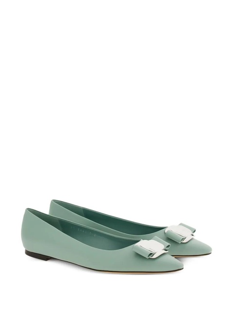 Ferragamo New Vara-bow lambskin ballerina shoes - Green - zdjęcie produktu nr 2
