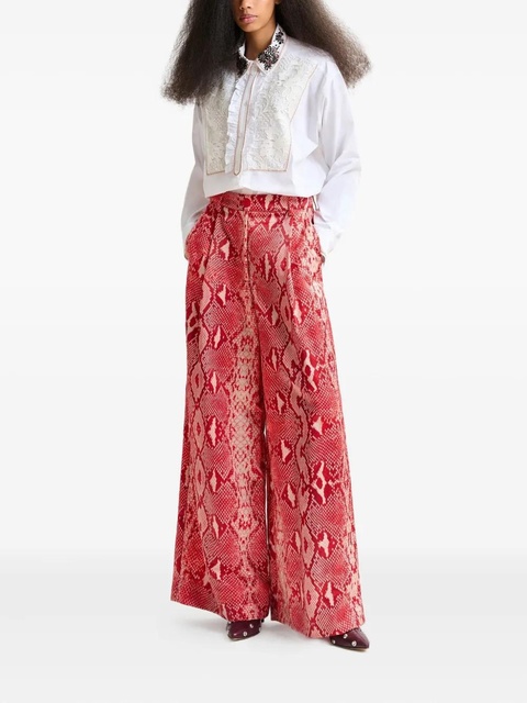 Essentiel Antwerp pleated snakeskin-print trousers - Red - zdjęcie produktu nr 2