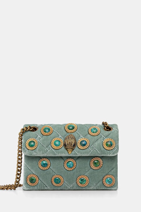 Kurt Geiger London torebka welurowa VELVET MINI KENSINGTON kolor zielony 5018373789 - zdjęcie produktu nr 2