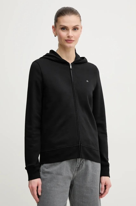 Calvin Klein bluza bawełniana damska kolor czarny z kapturem gładka K20K208426 - zdjęcie produktu nr 1