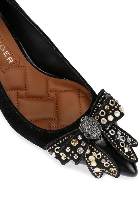 Kurt Geiger London szpilki zamszowe Belgravia Stud Bow kolor czarny 4710905309 - zdjęcie produktu nr 2