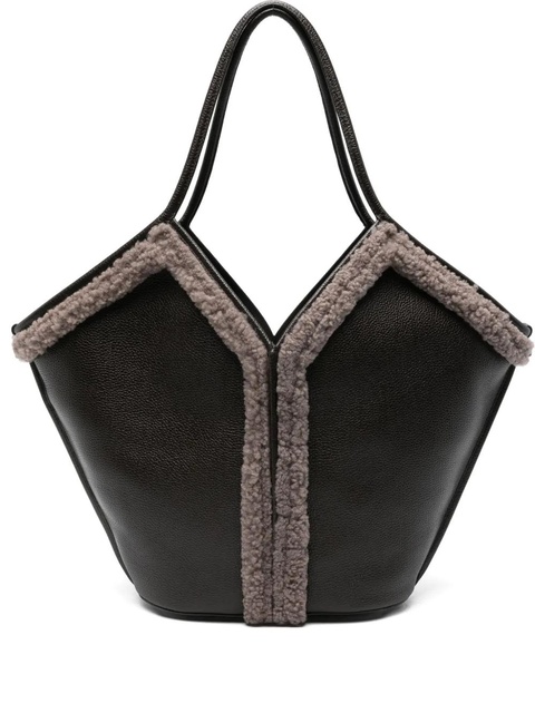 Hereu Calella Curly leather shearling-trimmed tote bag - Brown - zdjęcie produktu nr 1