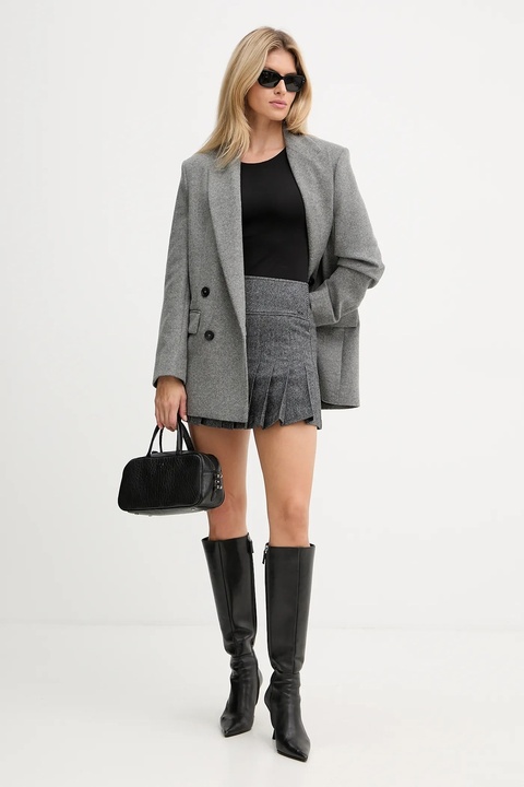 Armani Exchange spódnica z dodatkiem wełny kolor szary mini rozkloszowana XW000694 AF16146 - zdjęcie produktu nr 1