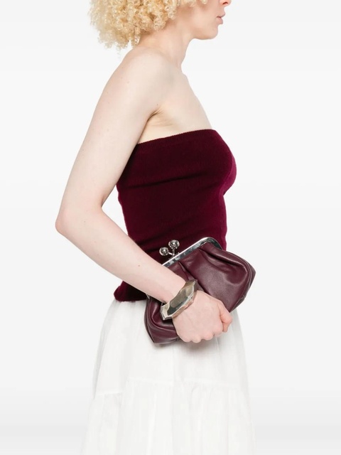 Weekend Max Mara pleated-leather ball-clasp clutch bag - Red - zdjęcie produktu nr 2