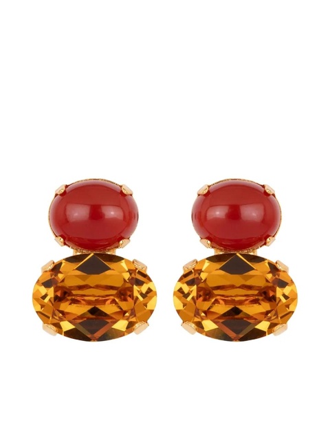 Jennifer Behr Yvette oval-crystal earrings - Gold - zdjęcie produktu nr 2