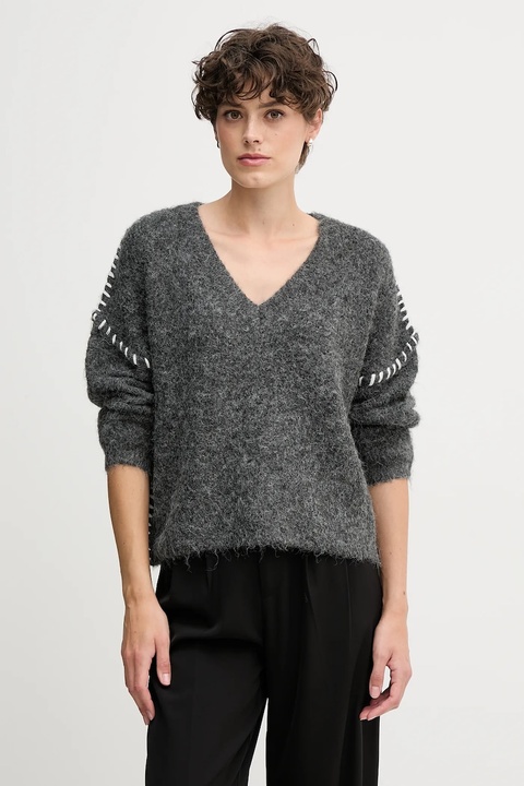 Sandro Ferrone sweter z domieszką wełny damski kolor szary S87YBFGAL - zdjęcie produktu nr 1
