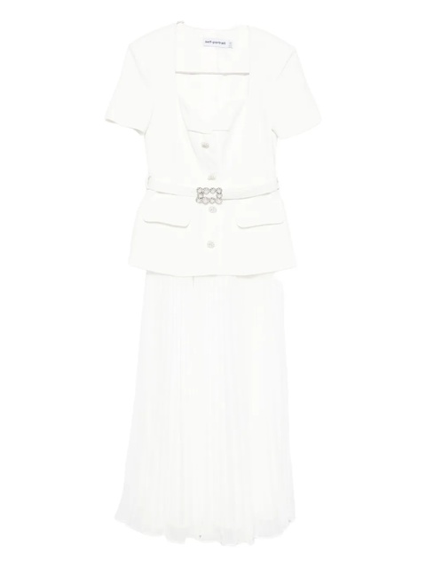 Self-Portrait v-neck midi dress - White - zdjęcie produktu nr 1