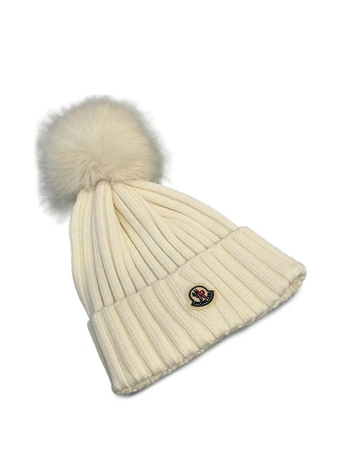 Moncler ribbed pom-pom beanie - White - zdjęcie produktu nr 2
