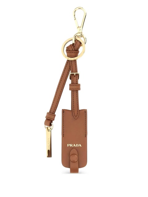 Prada logo-tag leather keyring - Brown - zdjęcie produktu nr 1