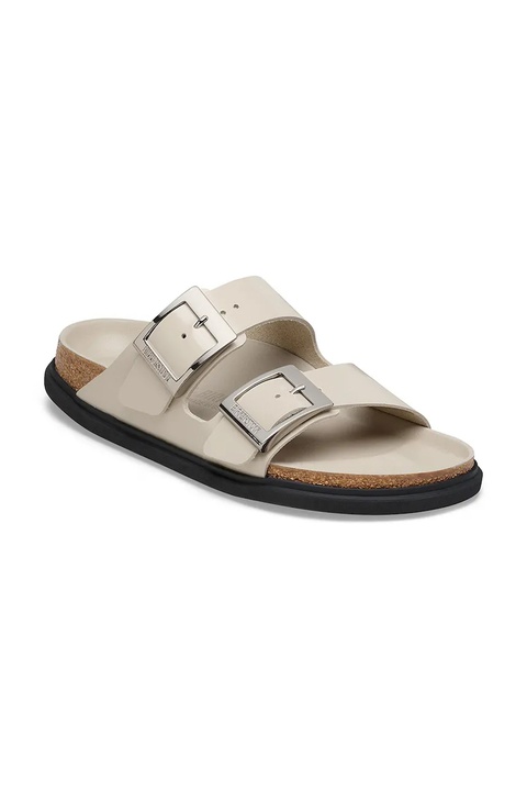Birkenstock klapki skórzane Arizona Droplet Buckle damskie kolor beżowy 1030326 - zdjęcie produktu nr 1