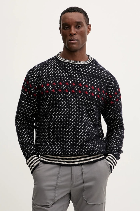 Mammut sweter wełniany Mammut x Cabourn Direttissima kolor granatowy ciepły 1014.07060 - zdjęcie produktu nr 1