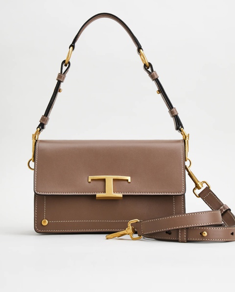 TOD'S - Brązowa torebka na ramię Timeless Mini - zdjęcie produktu nr 1