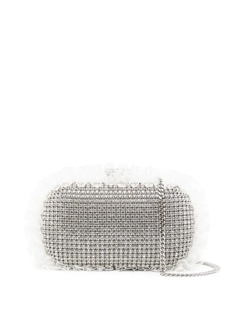 Self-Portrait crystal lace-detail clutch bag - Silver - zdjęcie produktu nr 1