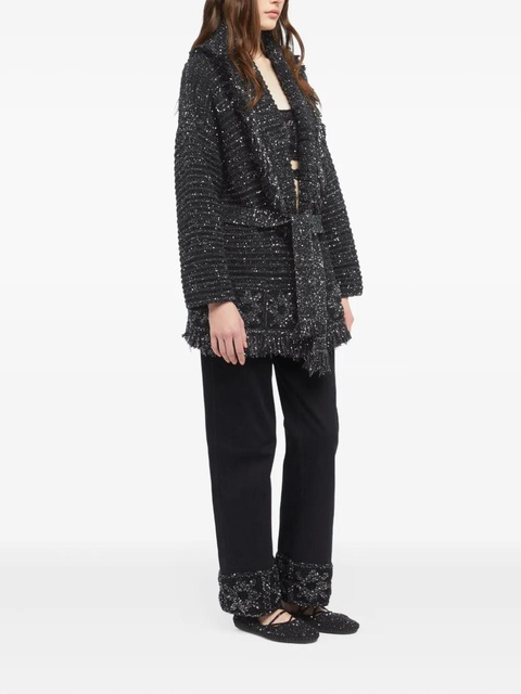 Alanui City Lights fringed sequin cardigan - Black - zdjęcie produktu nr 2