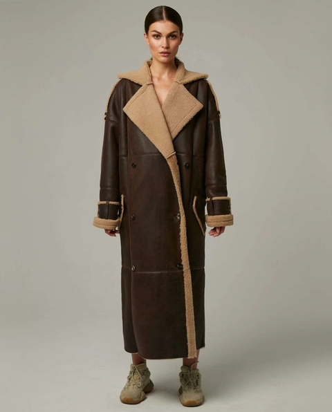 ON FLEEK - Brązowy kożuch oversize Aspen - zdjęcie produktu nr 1