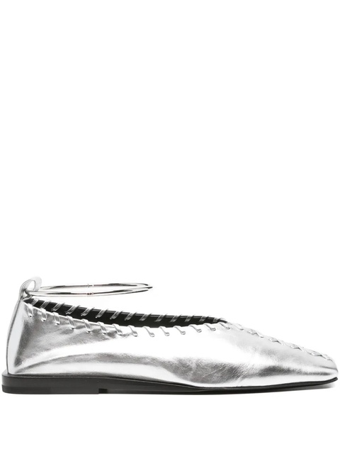 Jil Sander ankle-bracelet ballet flats - SKY GREY/SILVER - zdjęcie produktu nr 1