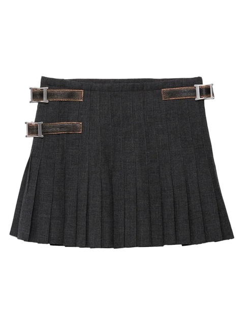 Prada pleated wool mini skirt - Grey - zdjęcie produktu nr 1