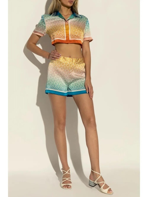 Casablanca Gradient Monogram silk cropped top - Orange - zdjęcie produktu nr 1