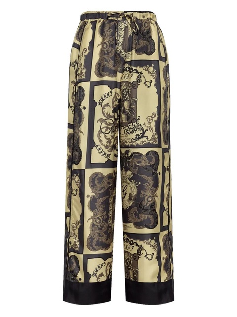 GANNI graphic-print silk trousers - Neutrals - zdjęcie produktu nr 1