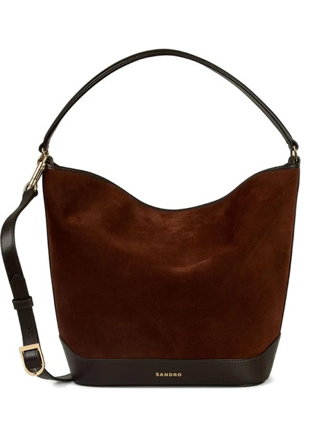 SANDRO Tangoso suede-leather crossbody bag - Brown - zdjęcie produktu nr 1