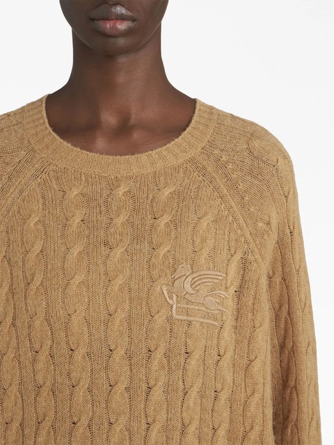 ETRO logo-embroidered cable-knit jumper - Neutrals - zdjęcie produktu nr 2