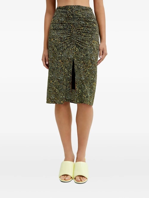 ISABEL MARANT ruched-front patterned midi skirt - Green - zdjęcie produktu nr 2