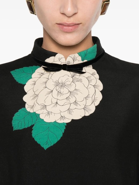 Valentino Garavani floral-print mini dress - Black - zdjęcie produktu nr 2